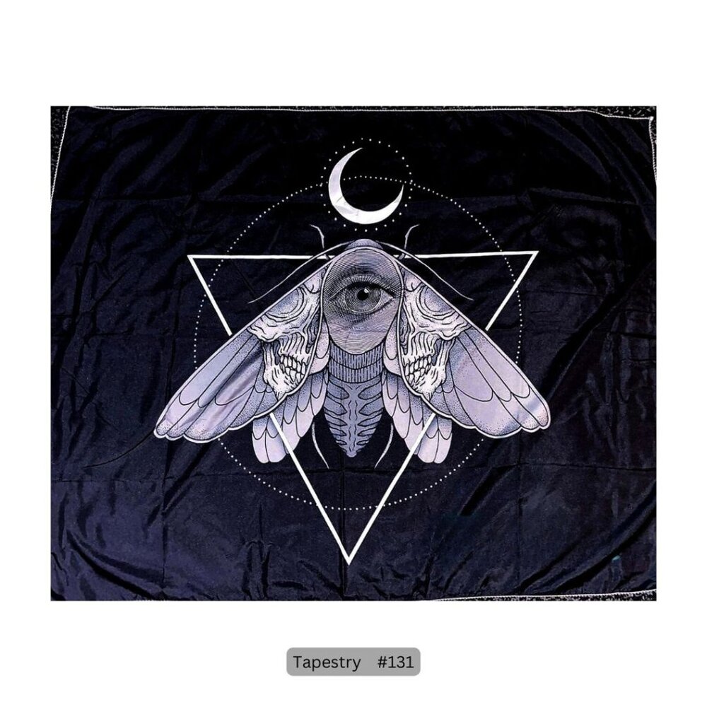 Black Moon Moth‎ Tapestry Hanging Wall Decor